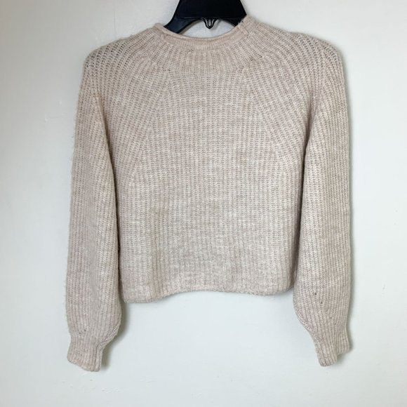 TOPSHOP crop balloon sleeve oatmeal sweater XS - Picture 5 of 6